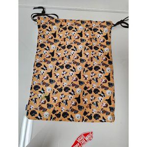 Vans Custom Dust Bag White Blue Canvas Drawstring Shoes Sneakers Dog Pattern